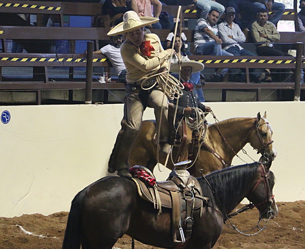 Emocionante pasada sobre el caballo que ejecutó Jorge Márquez, durante la terna en el ruedo de Montaña Negra