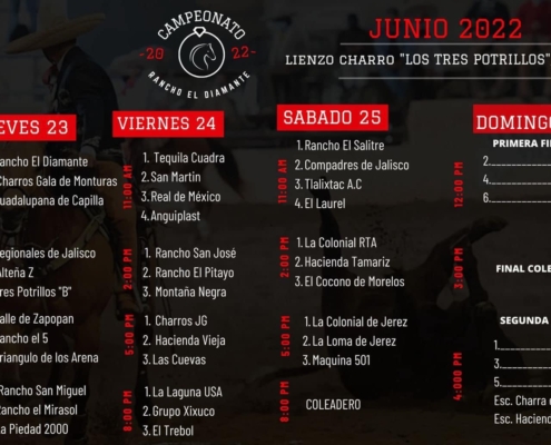 Calendario participación Campeonato El Diamante 2022