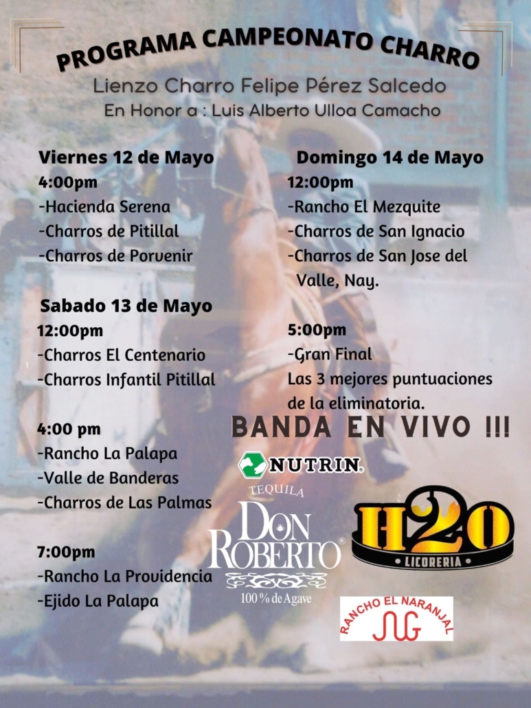 Este es el programa de la fiesta charra de los Alacranes de Las Palmas, dedicada al amigo Alberto Ulloa