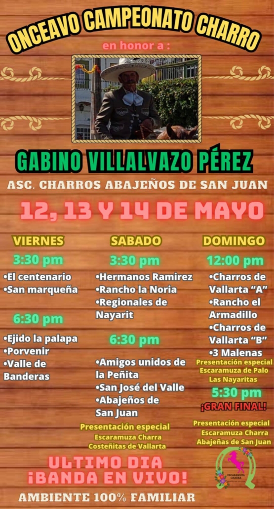 Este es el programa de las fiestas patronales de los Abajeños de San Juan, dedicadas al charro Gabino Villalvazo.