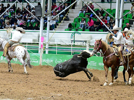 Ricardo Villagrana Mazatlán y Ricardo Villagrana González rinden al toro para cumplir con la terna en el ruedo de Rancho La Trilla